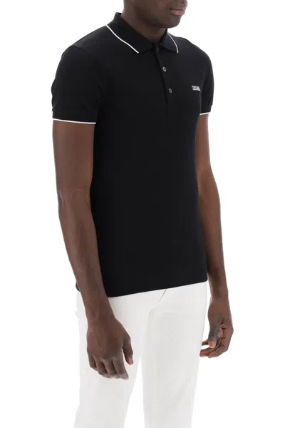 Zegna Slim Fit Polo Shirt In Stretch Cotton In Black