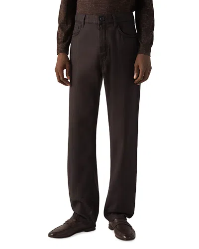 Zegna Slim Fit Stretch Cotton And Linen Roccia Pants In Brown