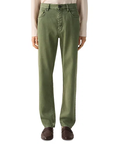 Zegna Slim Fit Stretch Cotton And Linen Roccia Pants In Green