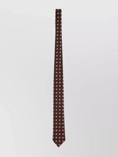 Zegna Slim Jacquard Silk Tie With Square Pattern In Multicolour