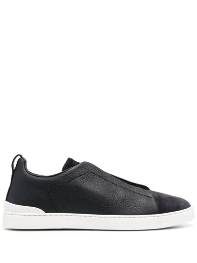 Zegna Slip-on Suede Sneakers In Blue