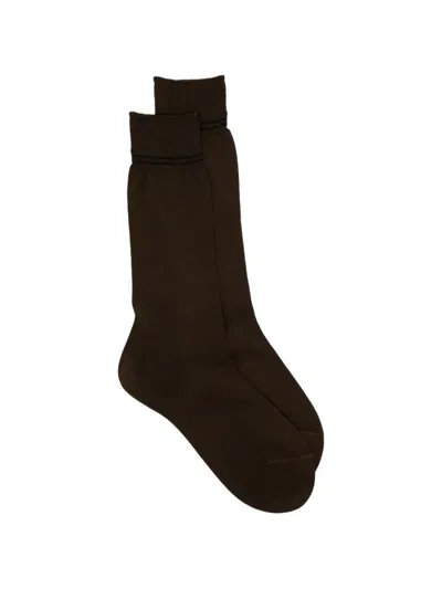 Zegna Smooth Socks In Brown