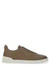 Zegna Baskets Triple Stitch Secondskin Vert Olive Clair In Neutral