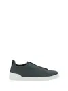 Zegna Suede Leather Sneakers In Black