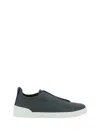 Zegna Suede Leather Sneakers In Black