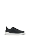 Zegna Leather Sneakers In Black