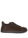Zegna Slip-on Triple Stitch Sneakers In Brown