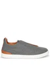 Zegna Triple Stitch Slip-on Sneakers In Grey