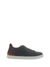 Zegna Triple Stitch Sneakers In Black
