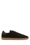 Zegna Suede Low Profile Sneakers Rubber Sole In Brown
