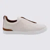 Zegna Beige Leather Sneakers
