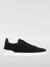 Zegna Suede Leather Sneakers In Black