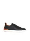 Zegna Triple Stitch Slip-on Sneakers In Nero Unito