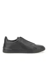 Zegna Triple Stitch Deerskin Leather Slip-on Sneaker In White