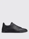 Zegna Triple Stitch Shearling-lined Sneakers In Black