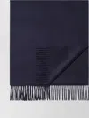 Zegna Midnight Blue Cashmere Scarf With Fringed Edge In Black