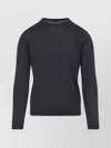 Zegna Soft Cashmere Crewneck Sweater With Ribbed Cuffs And Hem In Black