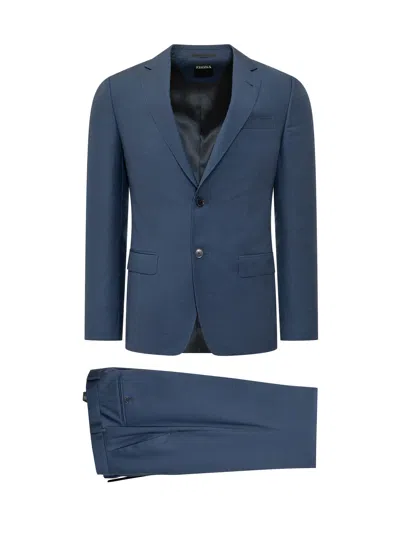 Zegna Sophisticated Wool Suit For The Modern Gentleman In Blue
