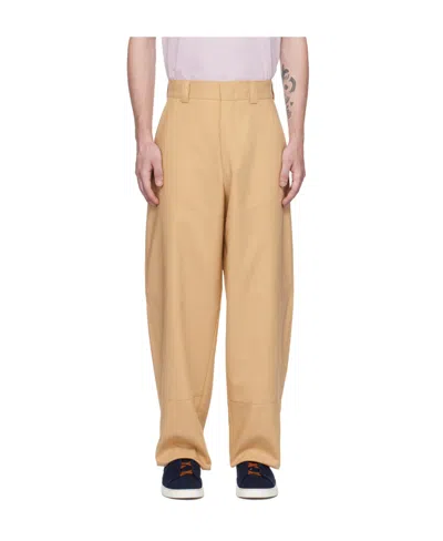 Zegna Spliced Wool Casual Pants In Nude