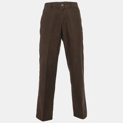 Pre-owned Zegna Sport Brown Cotton Regular Fit Pants L/waist 34"