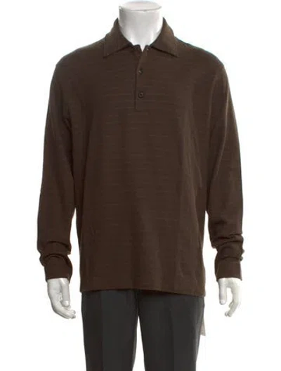 Pre-owned Zegna Sport Collar Long Sleeve Polo Sweater In Brown