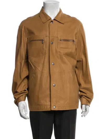Pre-owned Zegna Sport Leather Jacket In Brown