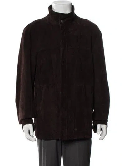 Pre-owned Zegna Sport Leather Jacket In Brown