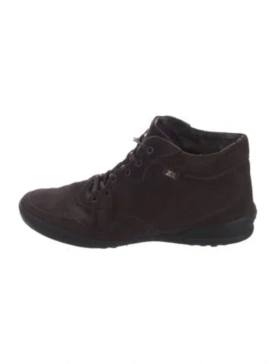 Pre-owned Zegna Sport Suede Lace-up Boots In Burgundy