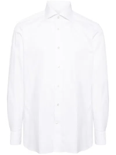 Zegna Tonal Pinstripe-pattern Shirt In White