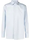 Zegna Spread-collar Long-sleeve Shirt In Blau