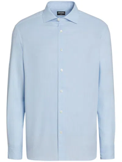 Zegna Spread-collar Shirt In Light Blue