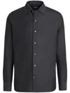 Zegna Black Trofeo Long Sleeve Tailored Fit Shirt