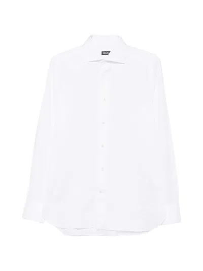 Zegna Spread-collar Button-up Shirt In White