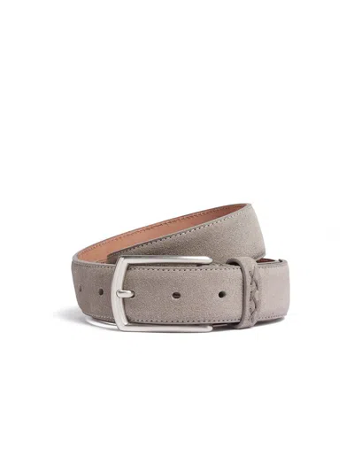 Zegna Grey Mélange Suede Belt In Grey Melange