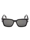 Zegna 55mm Polarized Rectangular Sunglasses In Black