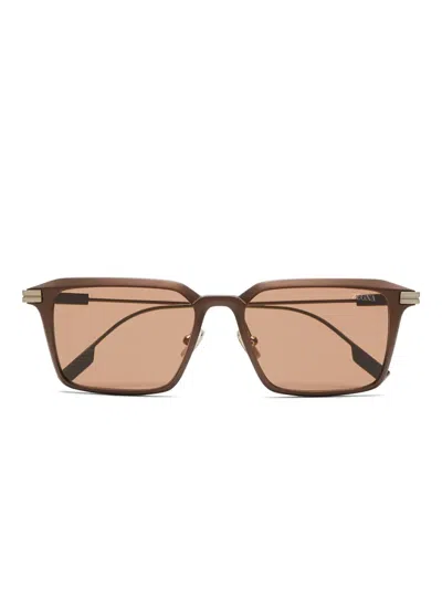 Zegna Square-frame Sunglasses In Brown