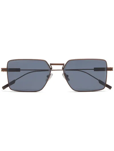 Zegna Square-frame Tinted Sunglasses In Brown