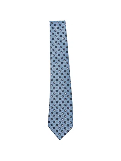 Zegna Square-print Tie In Blue