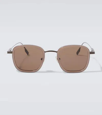 Zegna Square Sunglasses In Brown