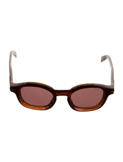 Pre-owned Zegna Square Tinted Sunglasses In Brown