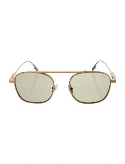 Pre-owned Zegna Square Tinted Sunglasses In Gold