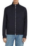 Zegna Stand Collar Jacket In Navy
