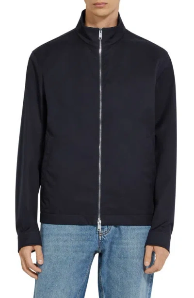 Zegna Stand Collar Jacket In Navy