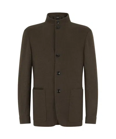 Zegna Stand-collar Short Coat In Brown