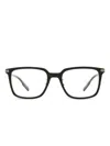 Zegna Stepped Browline Square Glasses In Black