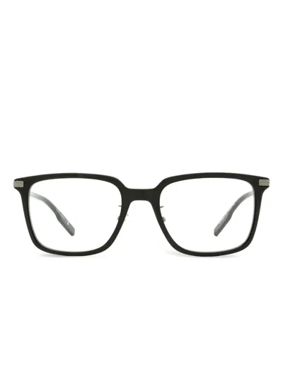 Zegna Stepped Browline Square Glasses In Black