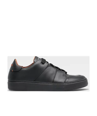 Zegna Stitched-panel Low-top Trainers In Black