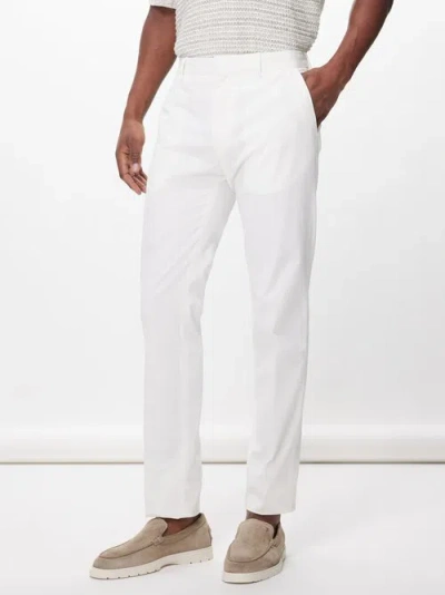 Zegna Straight-leg Cotton-blend Trousers In White