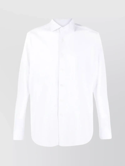 Zegna Straight-leg Shirt With Chest Pocket And Flap Pockets In White