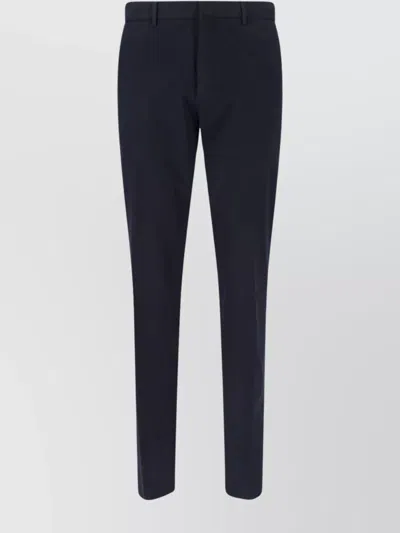 Zegna Straight Leg Trousers With Pockets And Loops In Blue